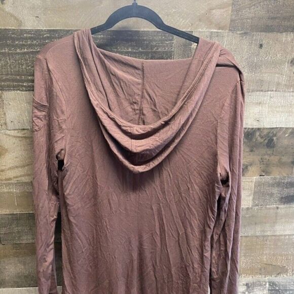 Athleta Medium Brown Long Sleeve Hoodie 100% Rayon soft - Picture 4 of 6
